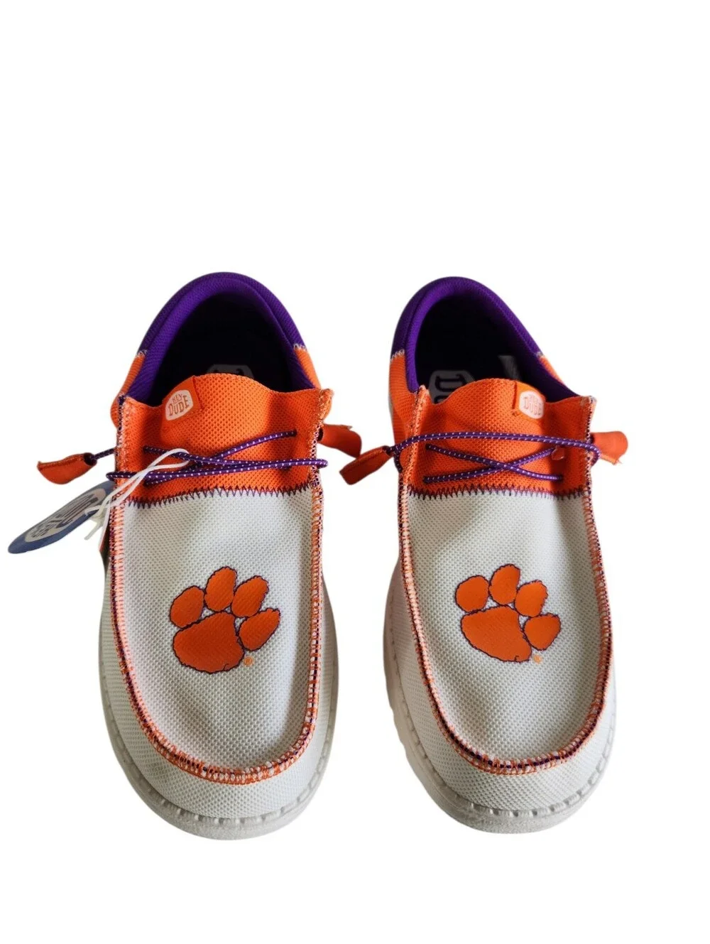 Hey Dude Wally Tri Clemson Mens Size 9 Orange Purple White Walking Slip On Shoes